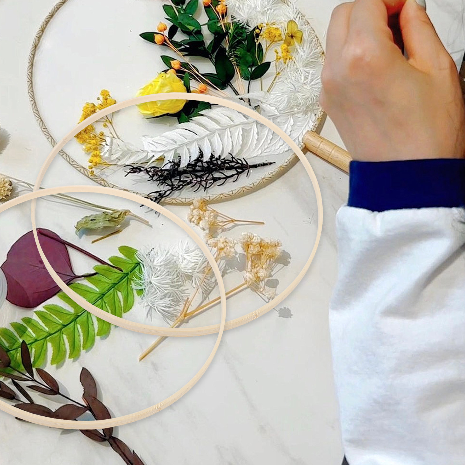 Embroidery Craft - 10 Adet Halkalı Nakış Çemberi, Ahşap