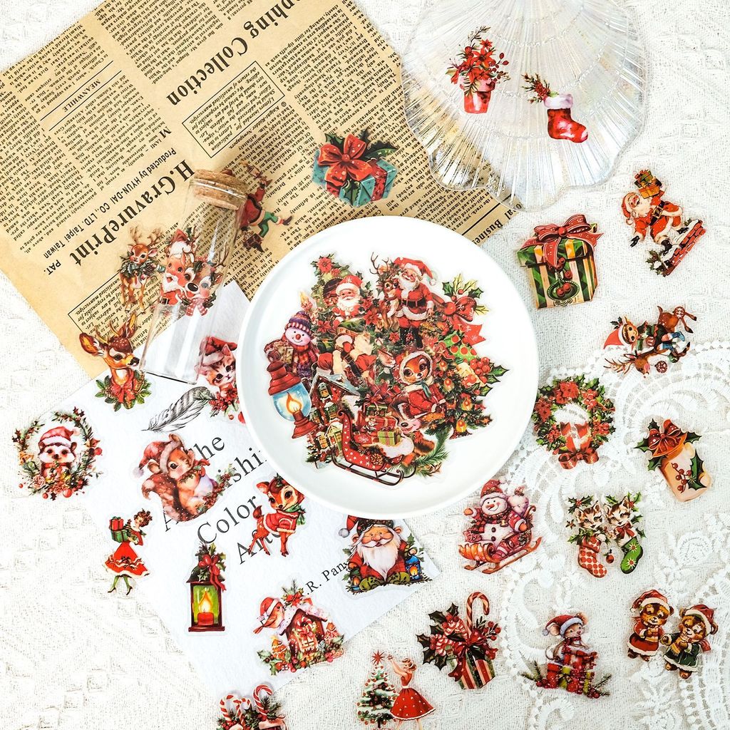Christmas Craft Embellishment - 50 Adet Noel Baba Hediye PET