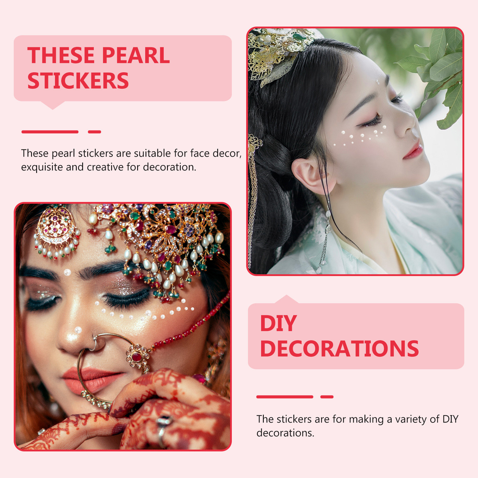 Embellish Craft - 5 Adet İnci Görünümlü Yüz Stickerı,