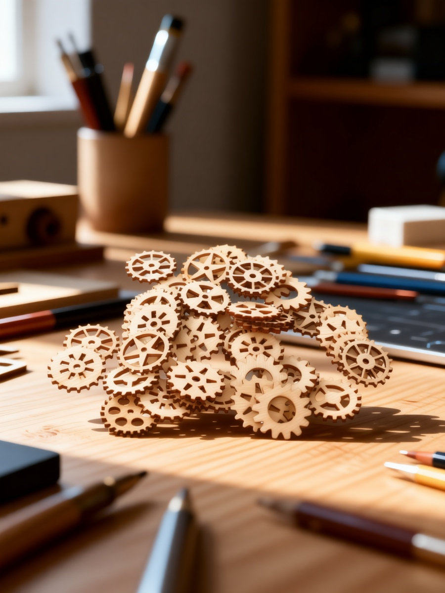 Embellish Craft - 100 Adet Ahşap Dişli El Sanatları