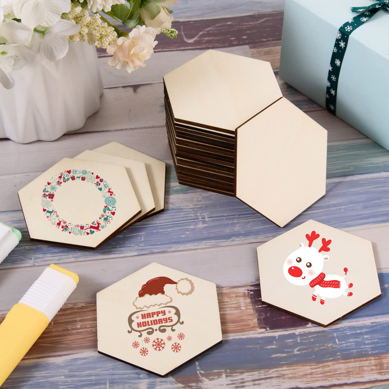 5cm Ahşap Altıgen Boş Dilimler - Christmas Craft Embellishment incelemesi ve fiyatı